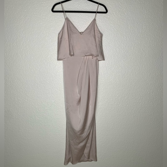 Shona Joy Luxe Frill Tulip Hem Cocktail Women Dress Slim Blush Pink Size 4 - Picture 2 of 13